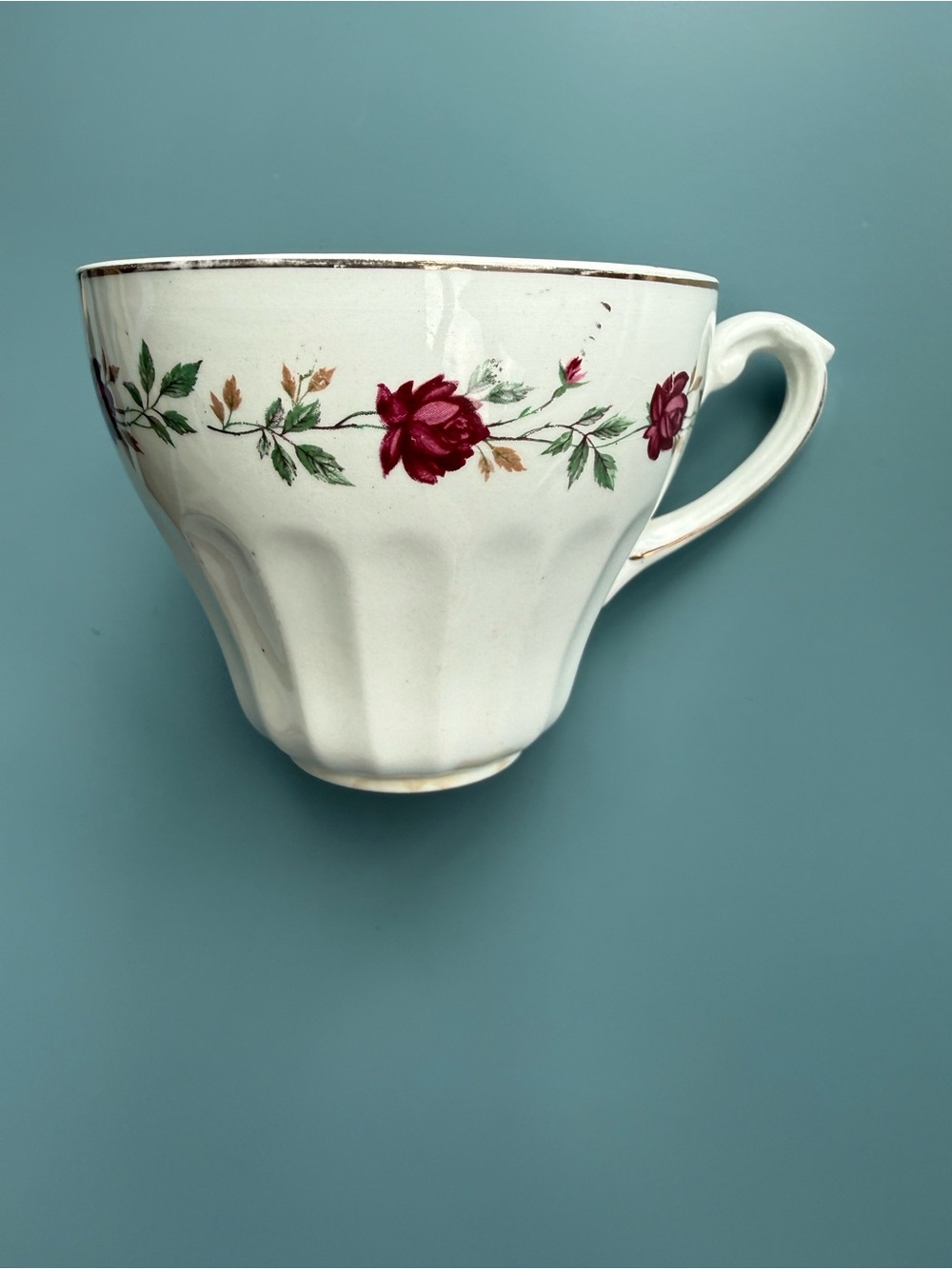 Vintage J & G Meakin White Rose Marie Teacup, 1950s